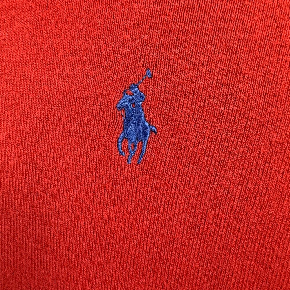 Polo Ralph Lauren Mens XL Red 100% Pima Cotton V-Neck Sweater Vest Blue Pony
